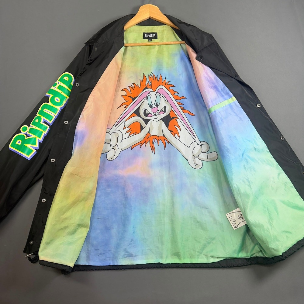 RIPNDIP Must Be‎ Nice Coach Jacket Men's XL Black Graphic Windbreaker Rare Y2K